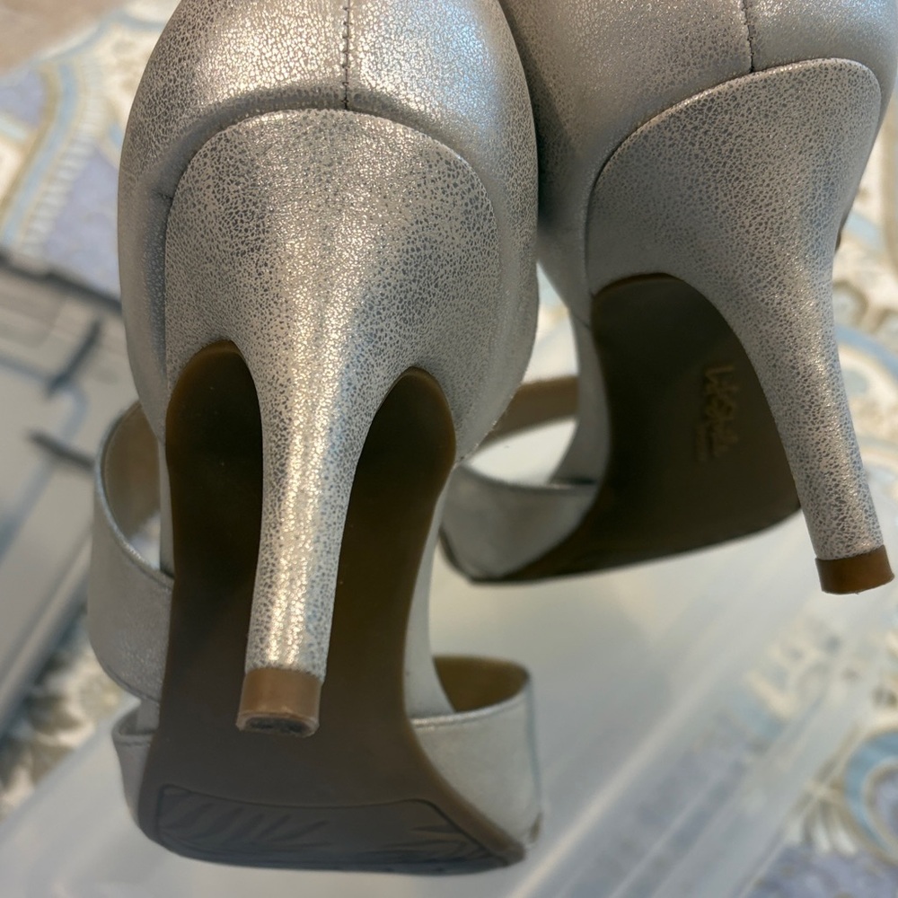 Life Stride Metallic Silver Crossover Dress Heels - Picture 4 of 9